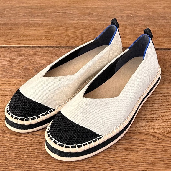 Rothy's Black and Cream Flats Size 10 - Picture 2 of 16